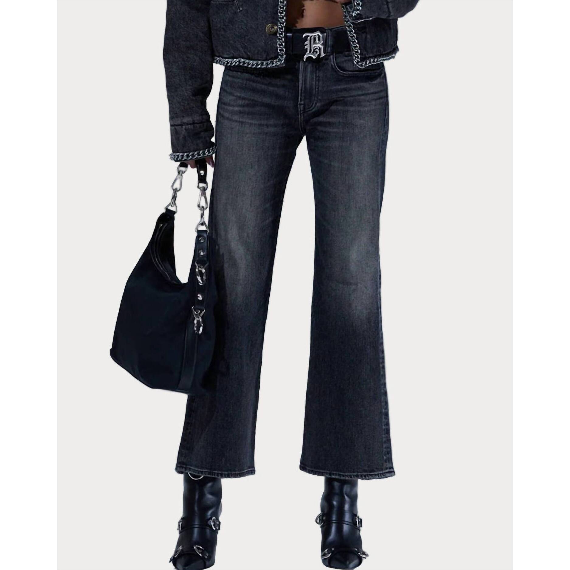 New R13 Joan Kick Flare Jeans In Black